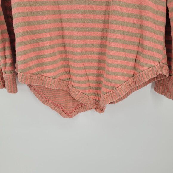 Fresh produce Womens XS Small peach pink gray striped top asymmetrical hem - Picture 7 of 9